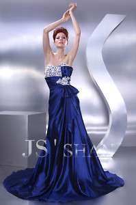 JSSHAN Royal Blue Empire Prom Gown Evening Formal Dress  