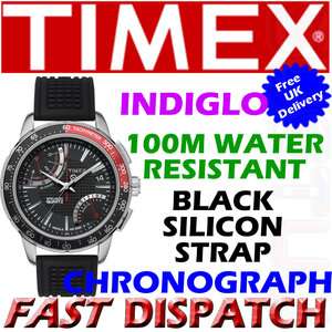 Timex Mens IQ Silicon Strap Black Dial T2N705 Watch New  