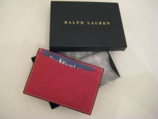 POLO RALPH LAUREN NWT $60 LEATHER CARD CASE WALLET Red  