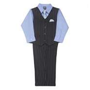  Boy’s Pinstriped Vest and Pants Set Black and Blue 