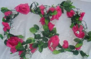 HOT PINK FUCHSIA Silk ROSE GARLAND Wedding FLOWERS Rose  