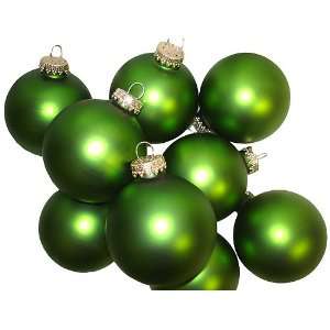  Set of 9 Matte Moss Green Glass Ball Christmas Ornaments 2 
