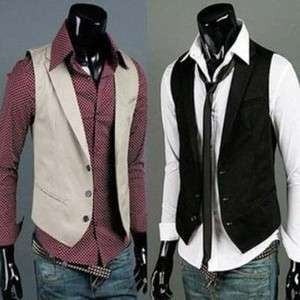 NWT Mens Stylish Casual V neck Vests Fit Slim Waistcoat 3 Sizes free 