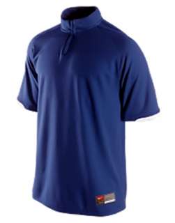 Nike Mens Fit Dry Navy Blue Collarless Zip Polo Golf Shirt  