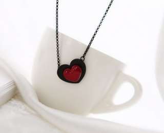 Fashion Cute Red Double Heart Pendant Chain Necklace  