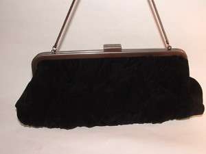 MARY KAY RETRO BLACK RUCHED VELVET FABRIC CLUTCH PURSE  