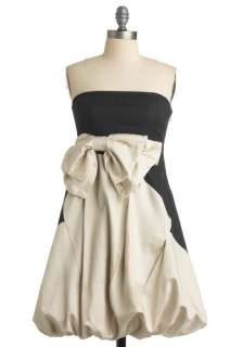 Dazzling Dinner Party Dress in Black   Cream, Bows, Empire, Strapless 