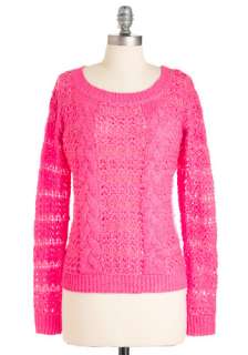 Neons Away Sweater   Mid length, Casual, Statement, Pink, Solid 