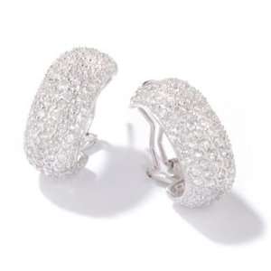  Sterling Silver Cubic Zirconia Wide Hoop Earrings Jewelry