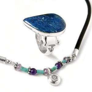   Silver 20 Chrysocolla & Multi Gemstone Necklace/Ring Set Jewelry