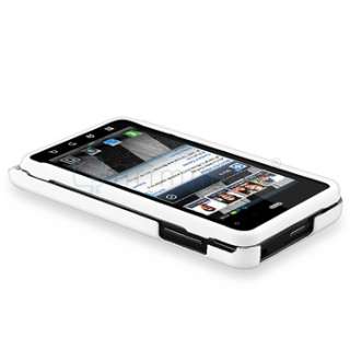 White Rubber Case Phone Cover Skin+Screen LCD Film for Motorola Droid 