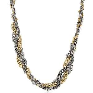  Trii Tone Women Chain Necklace   Hematite Rhodium and 14k 