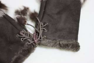 new womens multi color Rabbit Fur HAND WRIST WARMER FINGERLESS PURPLE 