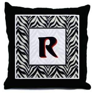  Zebra Monogram D Zebra Throw Pillow by 