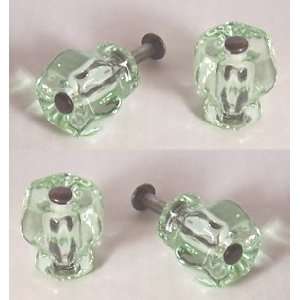 LOT of 4 Coke Bottle Green Crystal Knob Pulls with OIL RUBBED BRONZE 