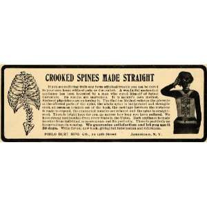  1910 Ad Philo Burt Crooked Spines Antique Back Brace 