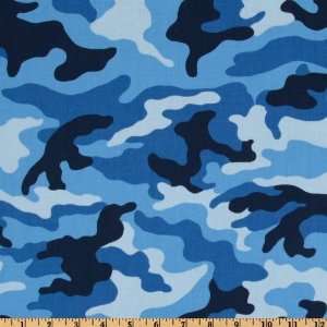 44 Wide Camo Blue Fabric By The Yard Arts, Crafts 