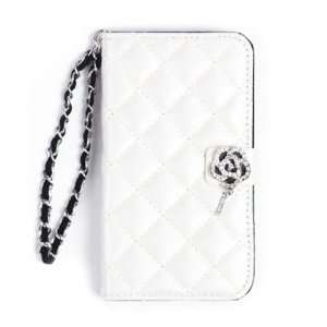  Premium Quilted Clutch Diary iPhone4/4S Case   WHITE Cell 
