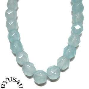 ROUND FACETED GLASS BEADS 6mm LIGHT AQUA strand SALE and  