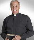 Mens Clergy Cassock Robe Preacher Tab Collar Shirt Black 16 16 1/2 36 