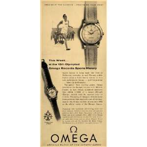  1956 Ad Omega Watches Gold Jewelry Olympic Athlete 