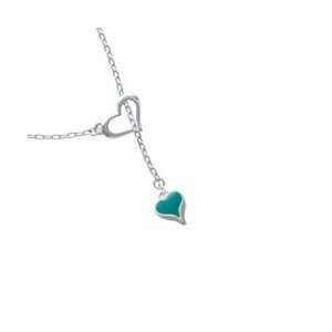  Small Long Teal Heart Heart Lariat Charm Necklace Arts 