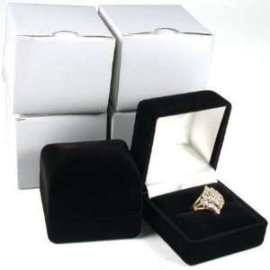 Black Flocked Ring Gift Boxes Jewelry Displays 
