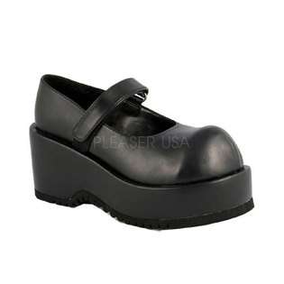 Pleaser USA DOLLY 01, 3 1/4 Inch Platform Black Patent Shoe by Demonia 