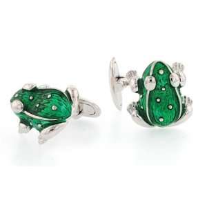 Sterling silver and enamel frog cufflinks with presentation box. Made 