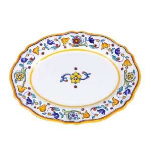    Deruta Primavera Ceramic Oval Platter From Italy