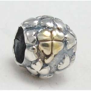 Gold Four leaf Clover Jewelry .925 Sterling Silver Bead Charm Pandora 
