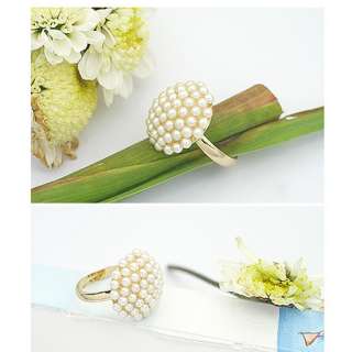 Fashion Cute Adjustable Pearl Mushroom Flower Ring  