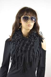 Chic Warm Laterest Knit Circle Loop Infinity Scarf with Fringe  