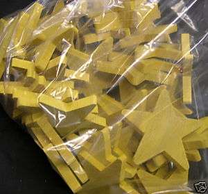 Wholesale Lot 48 Pcs Flat Wood Star Stained Yellow  