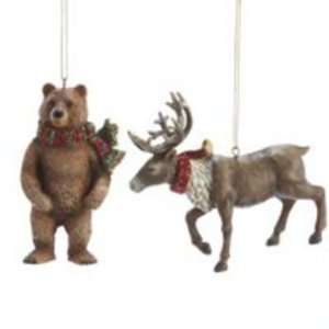  3.5 Resin Deer and Brown Bear Christmas Ornaments Case 