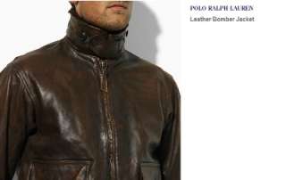 Polo Ralph Lauren DISTRESSED LEATHER & FUR Bomber Jacket S  