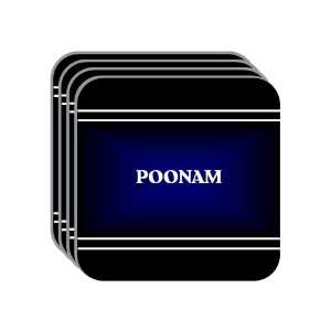 Personal Name Gift   POONAM Set of 4 Mini Mousepad Coasters (black 