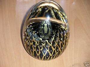 Murano Italy crystal egg paperweight black & gold  