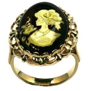  Baltic Amber 14k Gold Large Cameo Ring Size 7, 8, 9 Ian 