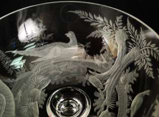   Moser Bohemian Intaglio Cut Glass Deer & Birds Stemware Glasses  