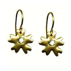    14K Gold White Topaz Star Bronze Earrings, MADE IN AMERICA Jewelry