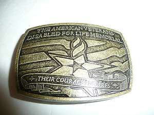 The American Veterans Disabled For Life Memorial BELT BUCKLE Courage 