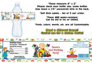 Caillou ~ Printed Water Bottle Labels ~ Birthday Party Favors Supplies 