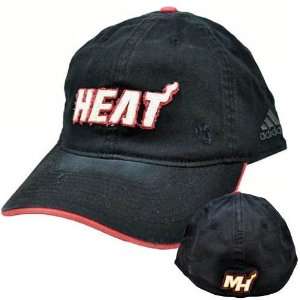  NBA Adidas Miami Heat Black White Red Flex Fit Relaxed Fit 
