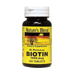  Biotin Hi Potency 1,000 mcg 100 Tabs by Natures Blend 