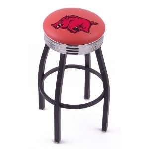 University of Arkansas 25 Single ring swivel bar stool with Black 