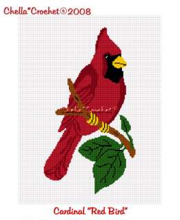 Cardinal Red Bird Afghan Crochet Pattern Graph  