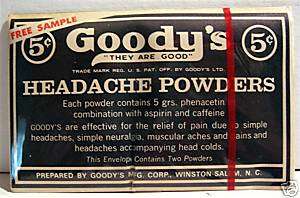 Goodys 5 Cent Headache Powder Free Sample Old Stock  