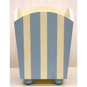  Blue Striped Wooden Wastebasket