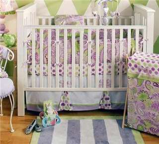   Baby Purple Green PAISLEY & POLKA DOTS 4pc Crib Bedding Set NEW  